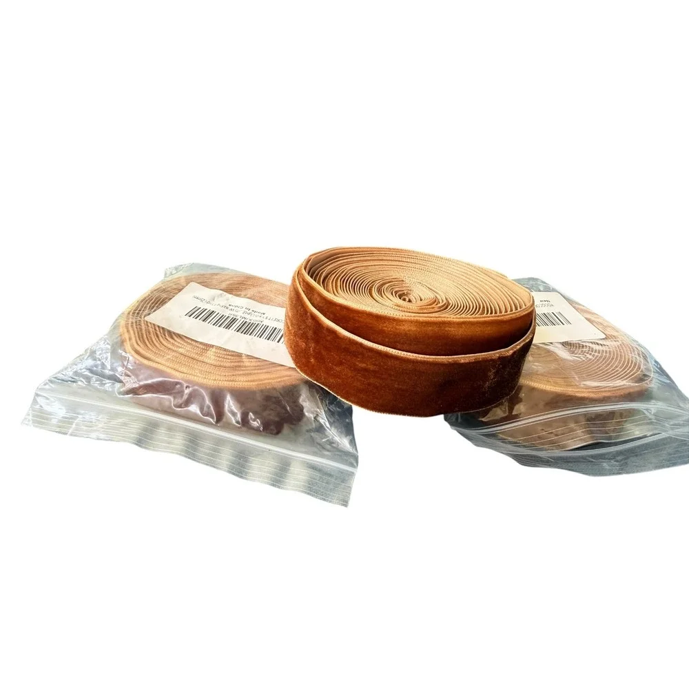 YOOGCORETT Velvet Ribbon 3 Rolls 15 Yards Light Brown New 1 Inch Craft‎ Trim